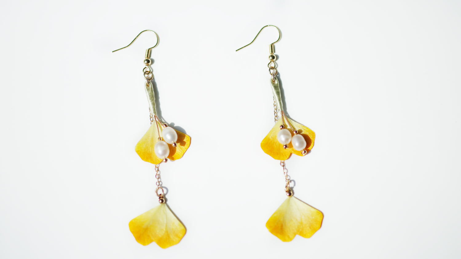 Yellow Ginkgo Leaves Earrings